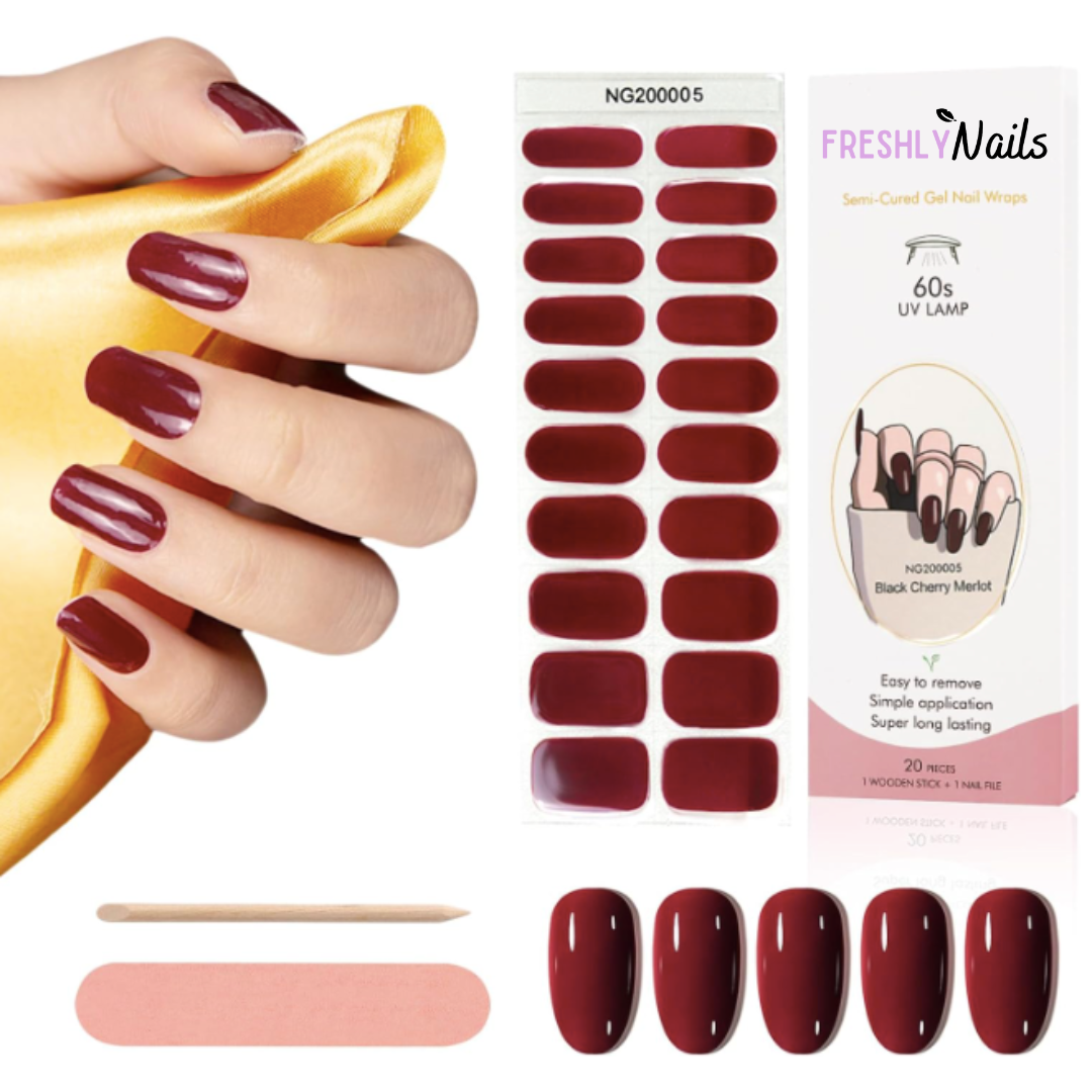 CLARET - SEMI-CURED UV GEL NAIL STICKER KIT