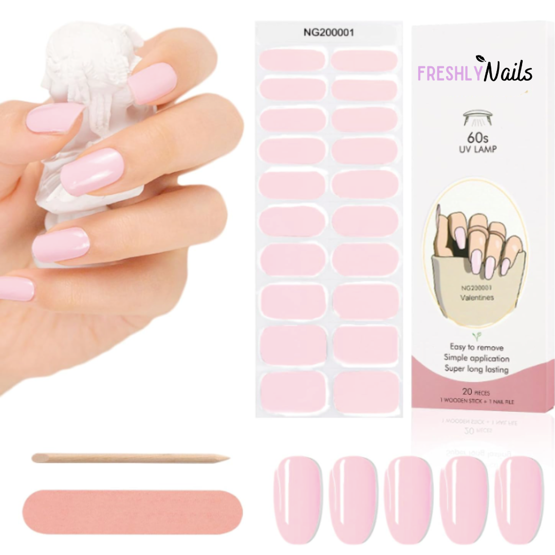 PINK NUDE - SEMI CURED UV GEL NAIL STICKER KIT