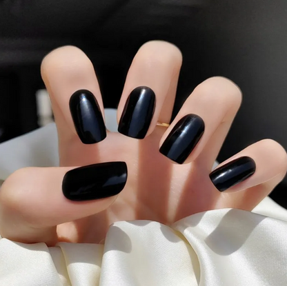 GLOSSY BLACK - SEMI CURED UV GEL NAIL STICKER KIT