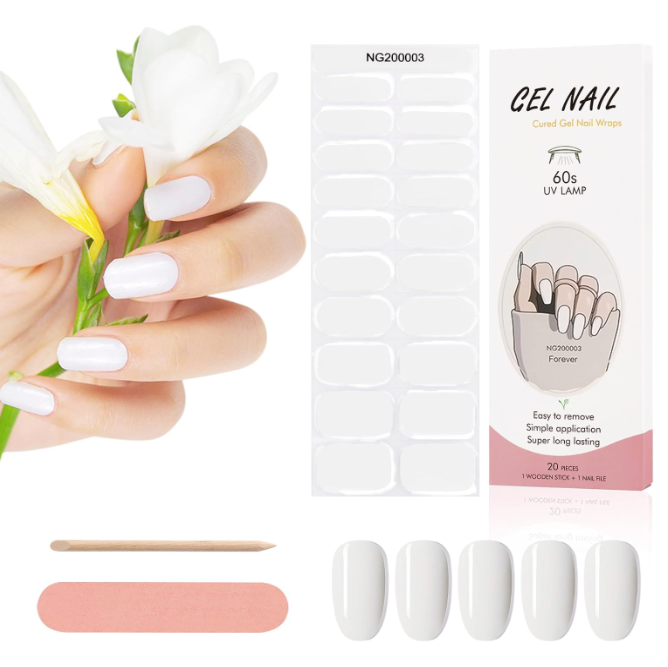 PEARL WHITE - UV SEMI CURED GEL NAIL STICKER KIT