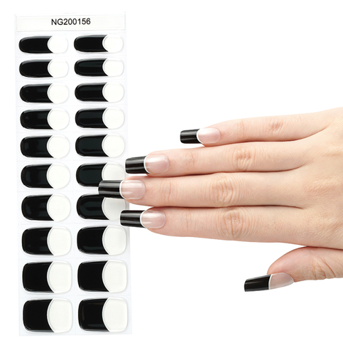 BLACK FRENCH MANICURE - SEMI CURED UV GEL NAIL STICKER KIT